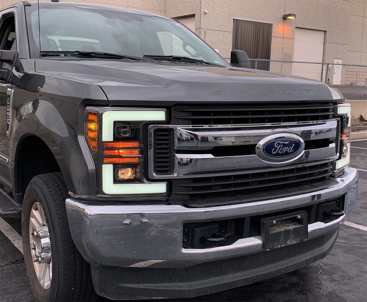 AlphaRex 880108 PRO Series Jet Black Halogen Headlights | 2017-2019 Ford F250/F350