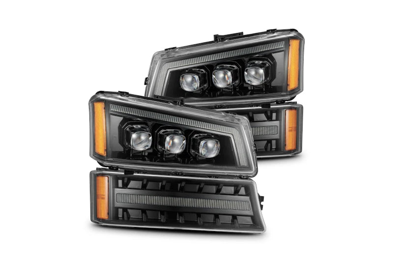 AlphaRex 880254 NOVA Series Alpha-Black LED Projector Headlights | 2003-2006 Silverado 1500