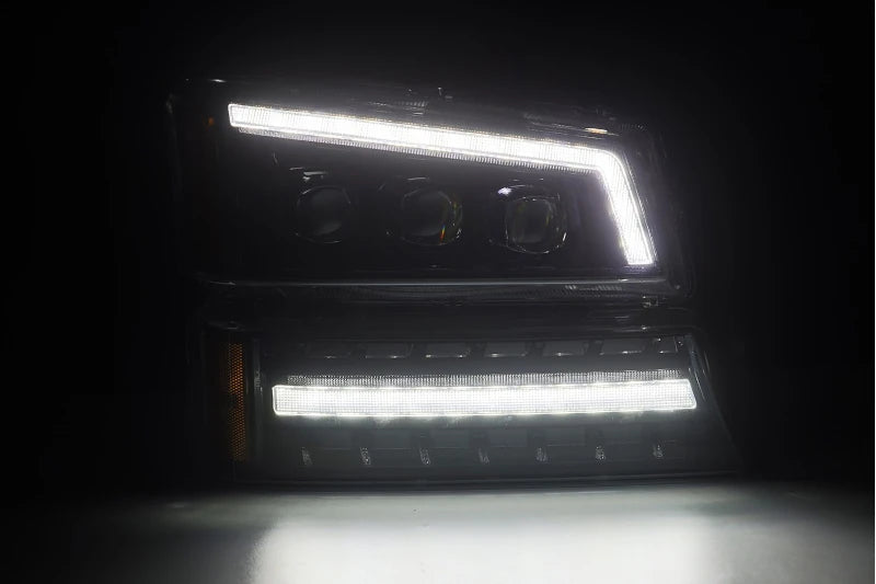 AlphaRex 880254 NOVA Series Alpha-Black LED Projector Headlights | 2003-2006 Silverado 1500