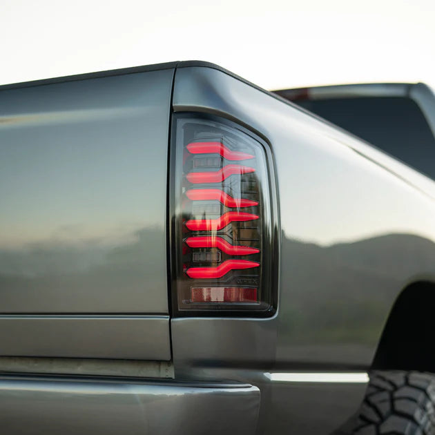 AlphaRex 641050 LUXX Series Alpha Black LED Tail Lights | 2007-2009 Dodge RAM 2500/3500