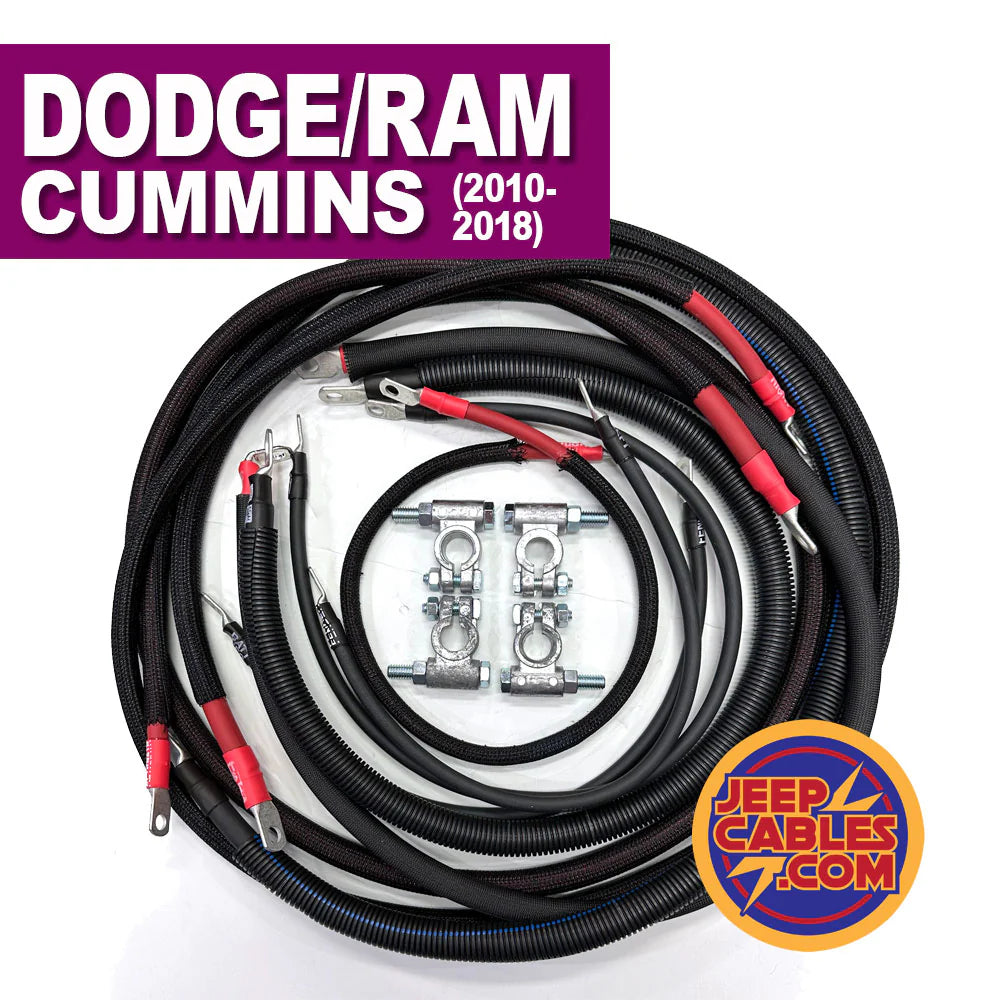 JEEPCABLES RAMG4-1018-2/0G-6.7DIESEL 4th Gen Battery Cable Kit | 2010-2018 Dodge/RAM 2500/3500 Cummins Diesel