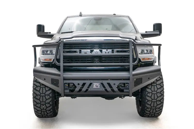 Fab Fours DR10-Q2960-1 Black Steel Elite Front Bumper - Full Guard | 2010-2018 RAM 2500/3500/4500/5500