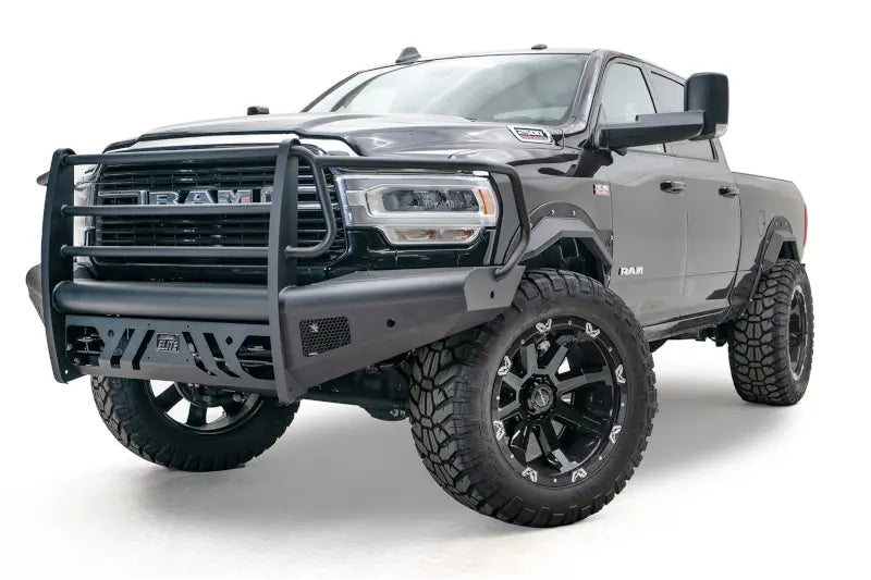 Fab Fours DR10-Q2960-1 Black Steel Elite Front Bumper - Full Guard | 2010-2018 RAM 2500/3500/4500/5500