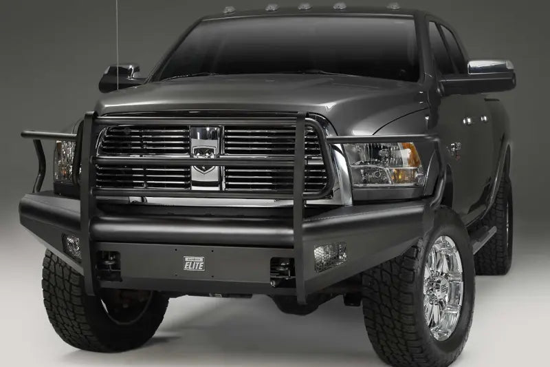 Fab Fours DR10-Q2960-1 Black Steel Elite Front Bumper - Full Guard | 2010-2018 RAM 2500/3500/4500/5500