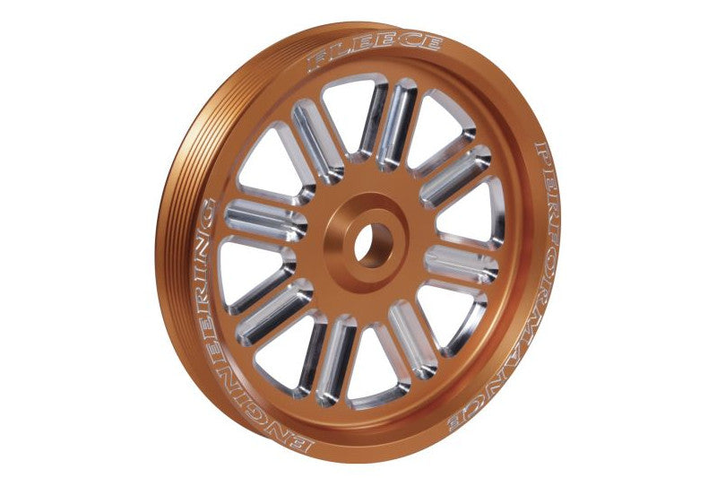 Fleece FPE-34211-ORG-SPK Spoke Design Dual Pump Pulley - Orange | 2003-2016 Dodge RAM 5.9L/6.7L 2500/3500 Cummins
