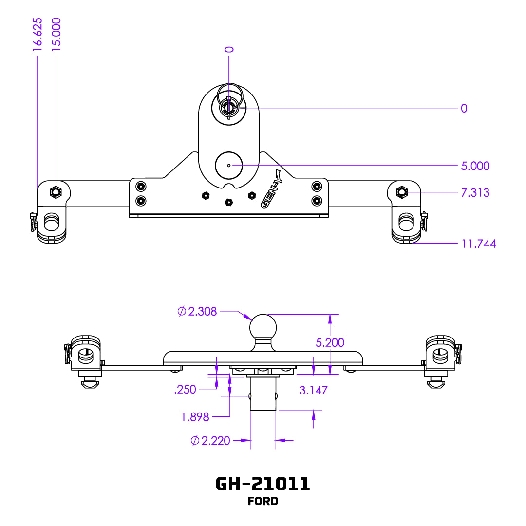 Gen Y GH-21011 GoosePuck GEN 2 25K Ball - Puck Mount - 5 inch Offset | 2017-2025 Ford F250/F350/F450 Super Duty