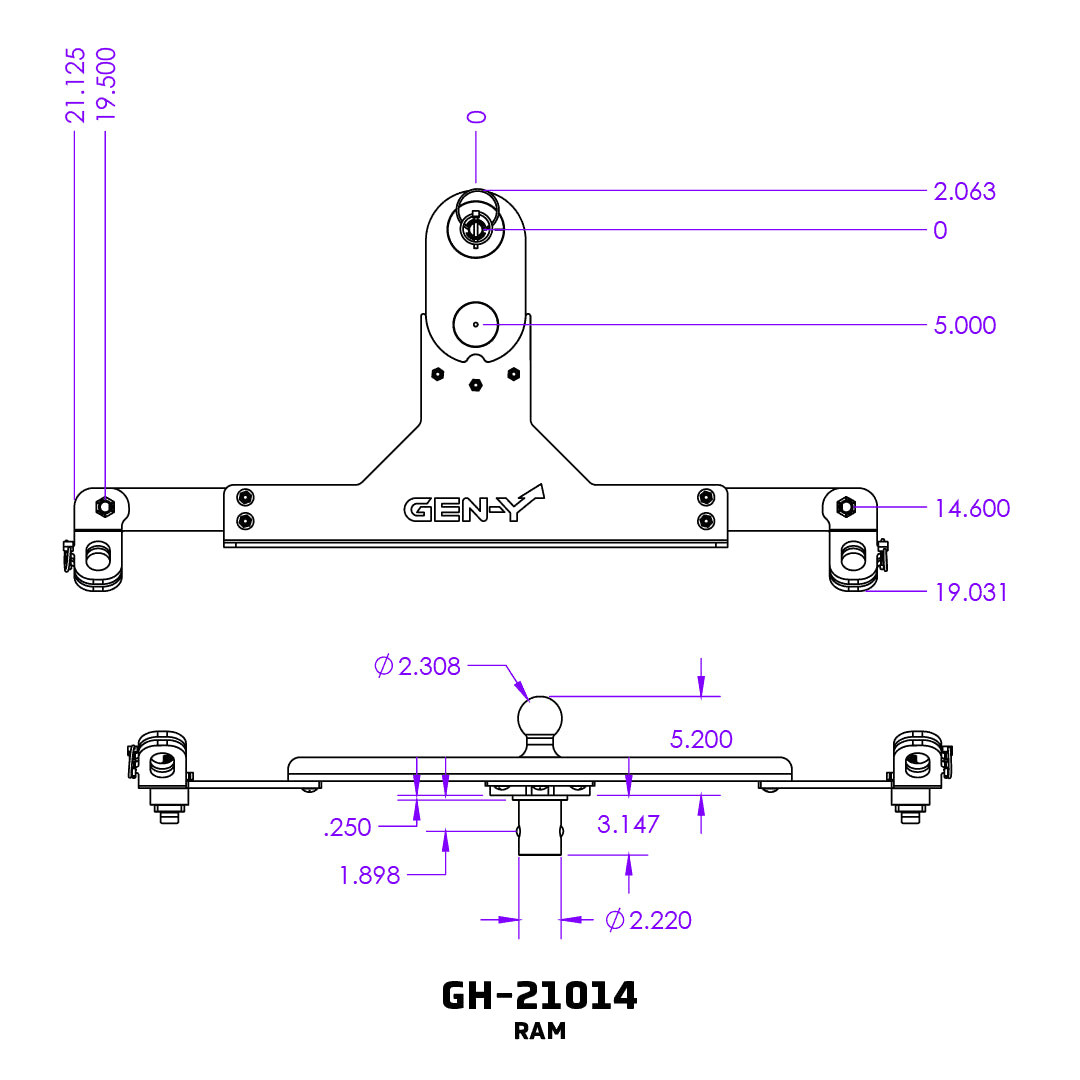 Gen Y GH-21014 GoosePuck GEN 2 25K Ball - Puck Mount - 5 inch Offset | 2014-2024 Dodge RAM 2500/3500