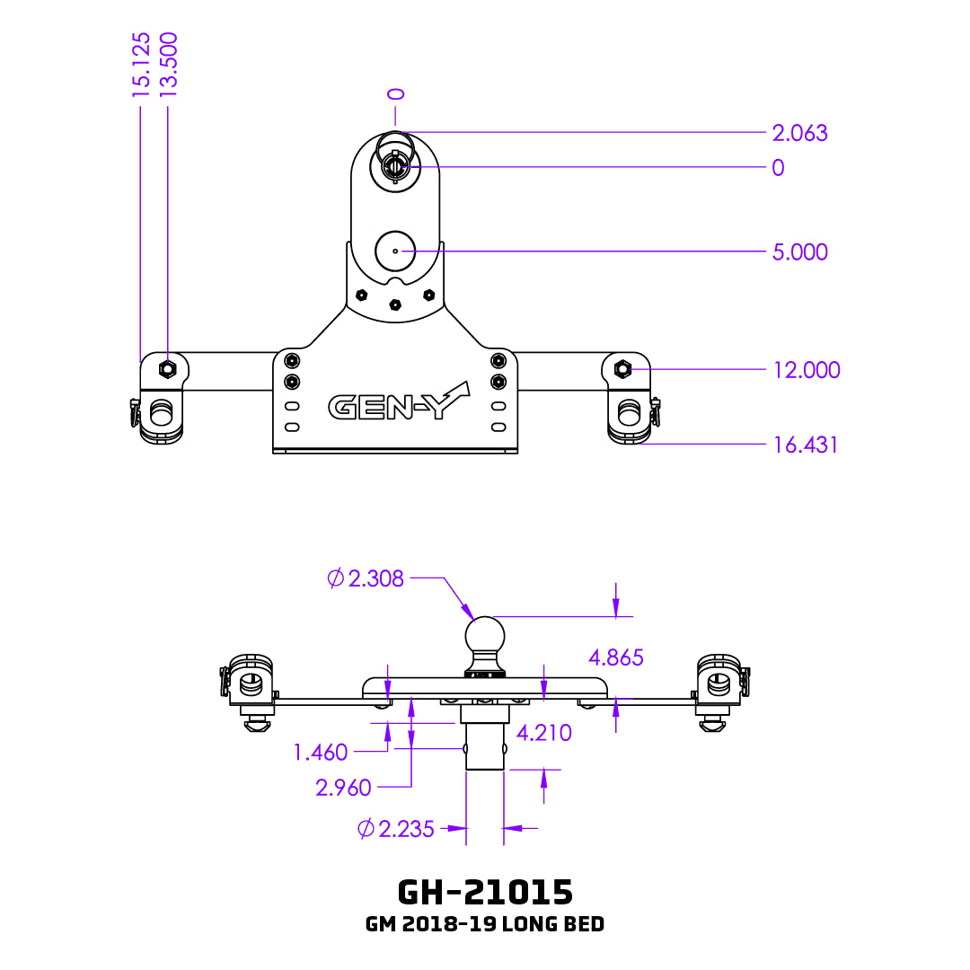 Gen-Y GH-21015 GoosePuck GEN 2 25K Ball - Puck Mount - 5 inch Offset | 2018-2019 GM Sierra/Silverado 2500HD/3500HD