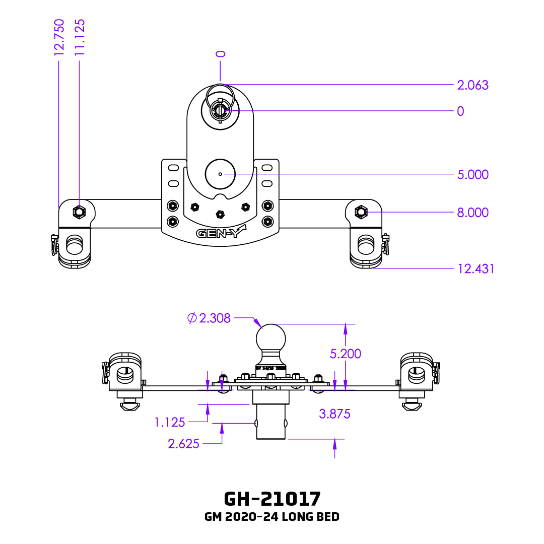 Gen Y GH-21017 GoosePuck GEN 2 25K Ball - Puck Mount - 5 inch Offset | 2020-2024 GM Sierra/Silverado 2500HD/3500HD