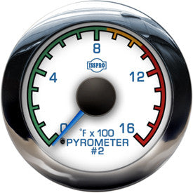 Isspro R13092 EV2 2-1/16 inch 0-1600F Pyrometer #2 Gauge Kit w/ Post-Turbo Color-Band | Universal