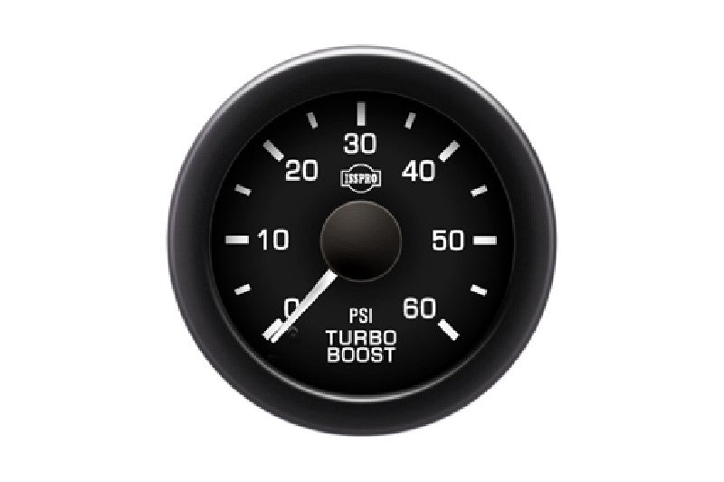 Isspro R16233 EV2 2-1/16 inch 0-60PSI Turbo Boost Gauge - Black Face Black Bezel | Universal