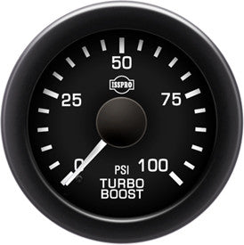 Isspro R16433 EV2 2-1/16 inch 0-100PSI Turbo Boost Gauge - Black Face Black Bezel | Universal