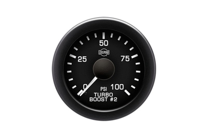 Isspro R16477 EV2 2-1/16 inch 0-100PSI Turbo Boost #2 Gauge - Black Face Black Bezel | Universal