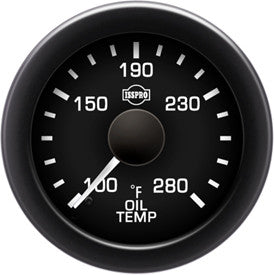 Isspro R16533 EV2 2-1/16 inch 100-280F Oil Temperature Gauge - Black Face Black Bezel | Universal