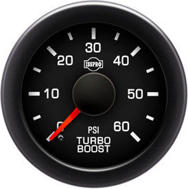 Isspro R17233 EV2 2-1/16 inch 0-60PSI Electronic Turbo Boost Gauge - Black Face Black Bezel Green Backlight | Universal