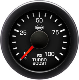 Isspro R17433 EV2 2-1/16 inch 0-100PSI Electronic Turbo Boost Gauge - Black Face Black Bezel Green LED | Universal