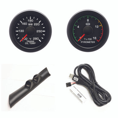 Isspro R50022 EV2 0-1600F Pyrometer & 100-280F Trans Oil Temp Pillar Kit | 1994-1997 Dodge RAM 2500/3500 5.9L Cummins