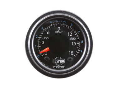 Isspro R607 Standard 2-1/16 inch 0-1800F Pyrometer Gauge - Black Face Black Bezel | Universal