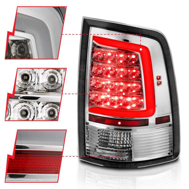 ANZO 311320 Chrome C Bar LED Tail Lights | 2010-2018 Dodge RAM 2500/3500 6.7L Cummins