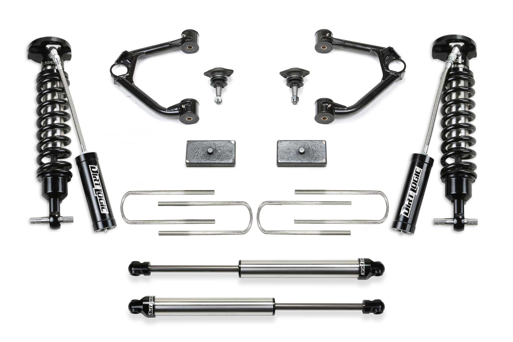 Fabtech K1210DL 3″ Ball Joint UCA Lift KIt w/ Dirt Logic 2.5 Resi Coilovers/Shocks | 2025 GM Sierra/Silverado 1500 2WD/4WD