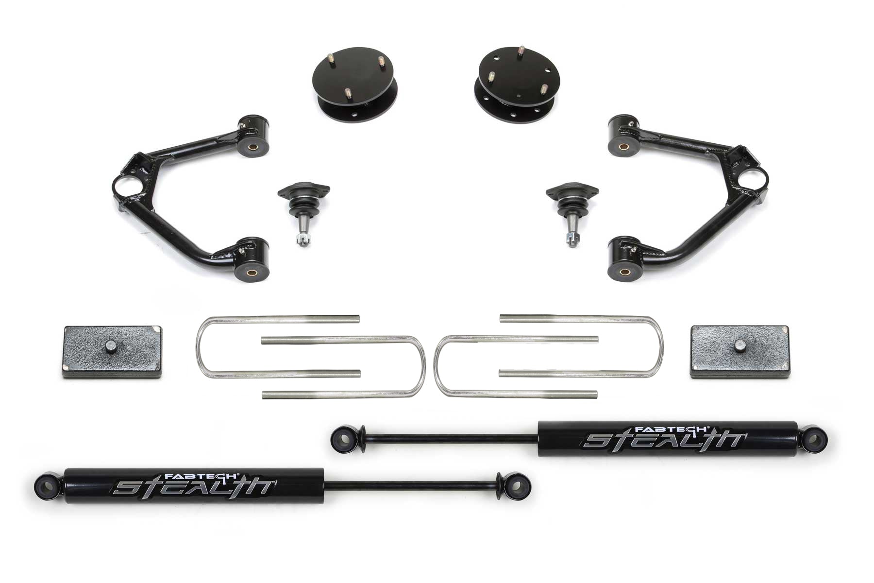 Fabtech K1212M 3″ Ball Joint UCA Lift Kit w/ Rear Stealth Shocks | 2019-2025 Chevrolet Silverado 1500/GMC Sierra 1500 2WD/4WD