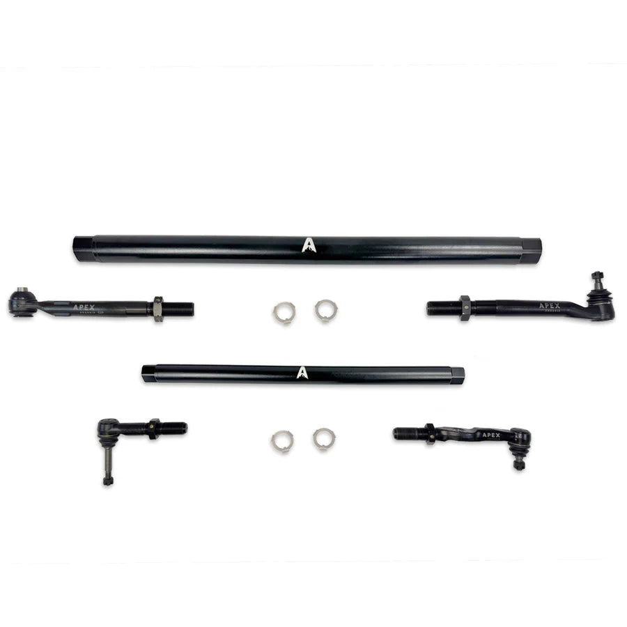 Apex KIT375-BLK Heavy Duty ProLock Black Aluminum Tie Rod & Drag Link Assembly | 2017-2026 Ford F250/F350 Super Duty 6.7L Powerstroke