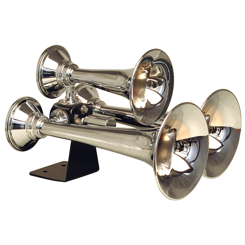 Kleinn 501 Chrome Triple Train Horn Kit with Copper Trumpets | Universal