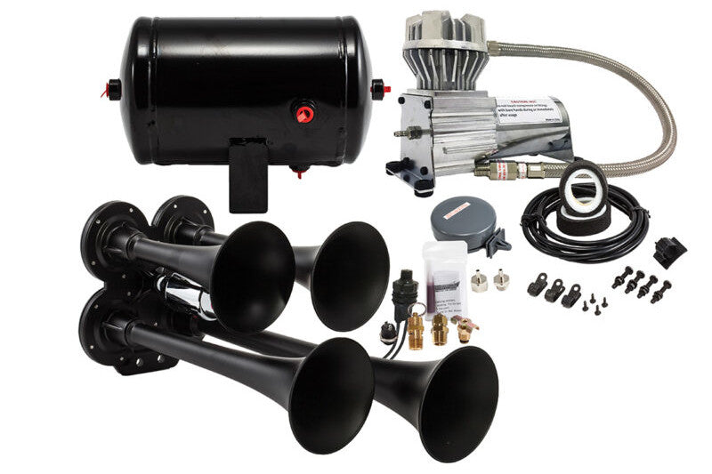 Kleinn HK4-1 Pro Blaster Quad Air Horn Kit with 130PSI Sealed Air Compressor and 1.0 Gal Tank | Universal