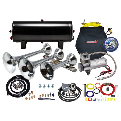 Kleinn HK8 Pro Blaster Triple Train Horn Kit with 150PSI 100% Duty Air System and Valve Upgrade | Universal