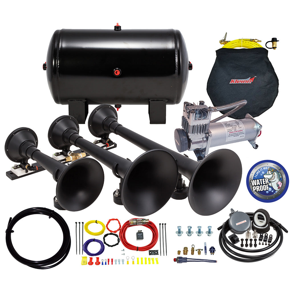 Kleinn HK9 Pro Blaster Triple Train Horn Kit with 150PSI 100% Duty Air System and Valve Upgrade | Universal