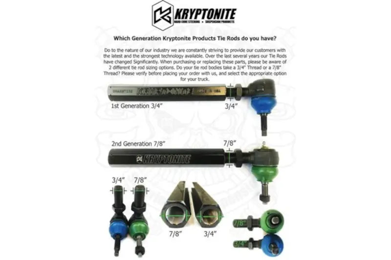 Kryptonite 11KL78 Replacement Outer Tie Rod End - 7/8 Shank | 2011-2022 Silverado/Sierra 2500HD/3500HD 6.6L