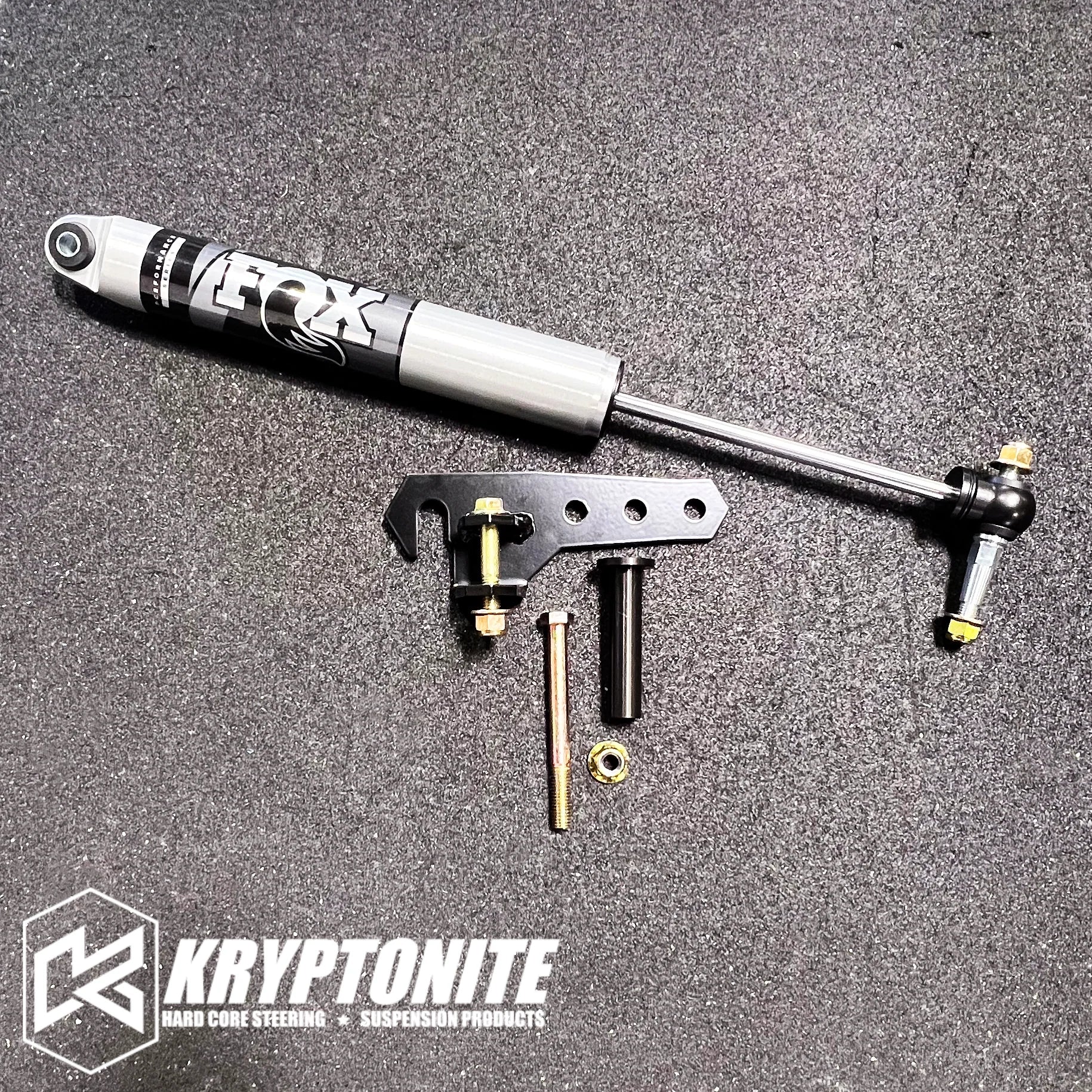 Kryptonite KRSS15FOX Bolt-On FOX Steering Stabilizer Bracket Kit | 2015-2025 GM 2500HD/3500HD