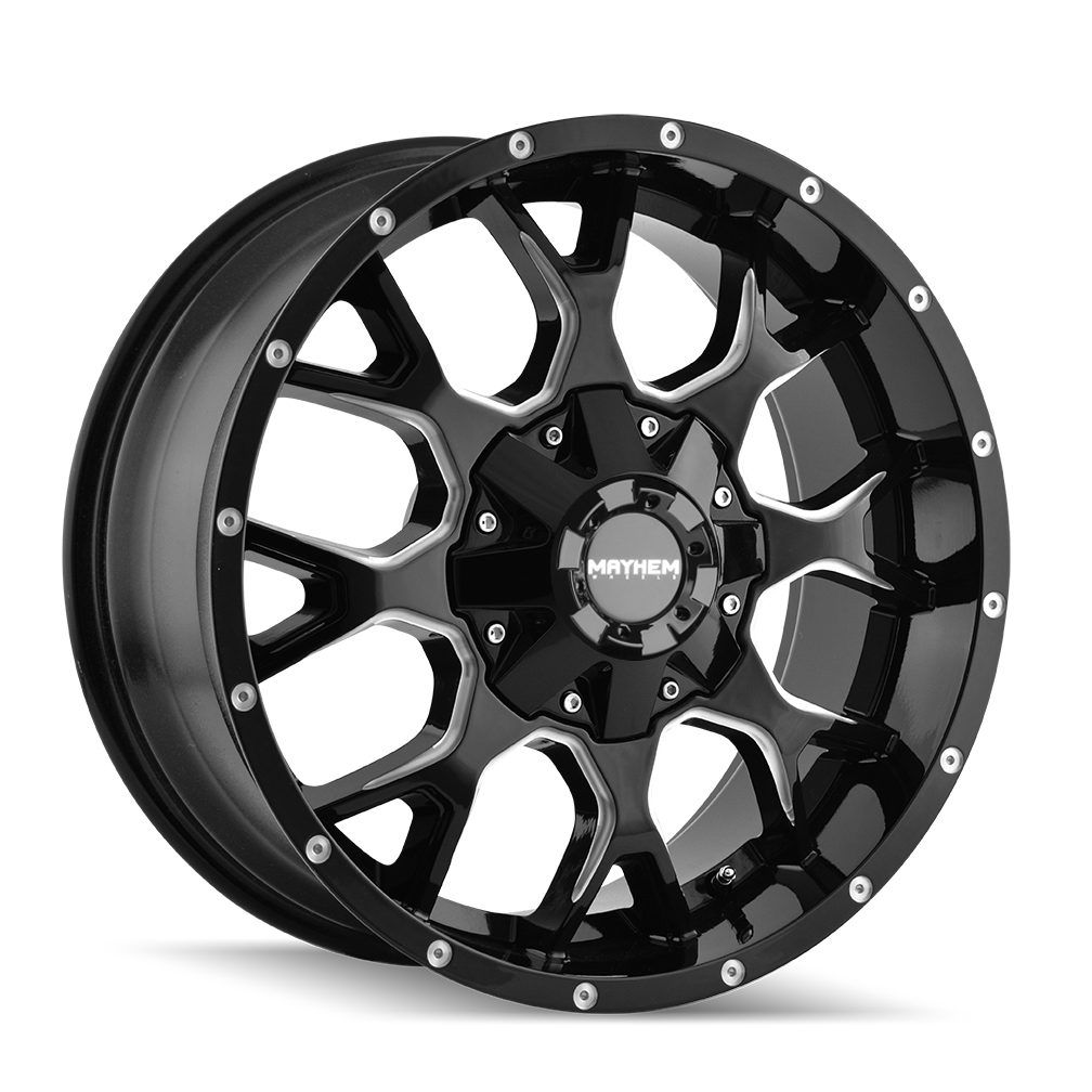 Mayhem Wheels 18x9 Warrior Milled Gloss Black - 18mm Offset Wheel | 2011-2026 GM Sierra/Silverado 2500HD/3500HD