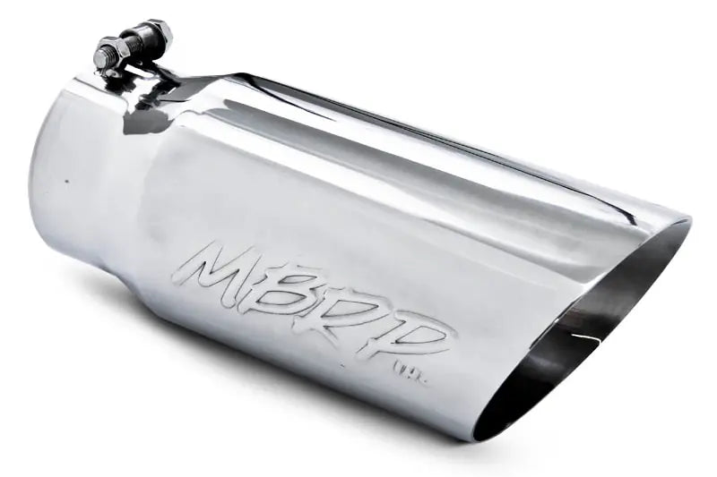 MBRP T5053 4 inch Inlet 5 inch Outlet Angle Cut Double-Wall Stainless Exhaust Tip - Polished | Universal