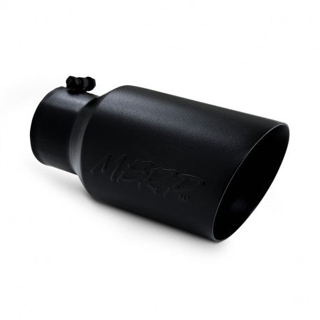 MBRP T5072BLK Black Coated Exhaust Tail Pipe Tip 6 inch OD Dual Wall Angled 4 inch Inlet 12 inch Length | Universal