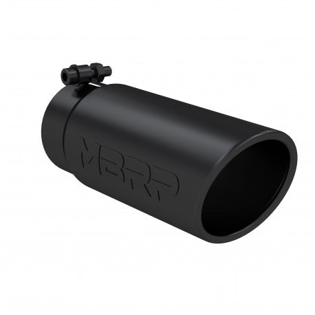 MBRP T5112BLK Exhaust Tip 4 inch O.D. Angled Rolled End 3-1/2 inch Inlet 12 inch Length Black | Universal