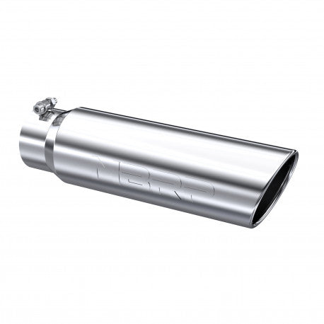MBRP T5124 Exhaust Tip 5 inch O.D. Angled Rolled End 4 inch Inlet 18 inch Length T304 Stainless Steel | Universal