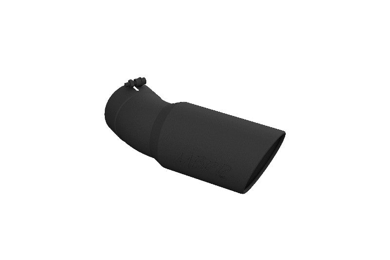 MBRP T5154BLK Exhaust Tip 6 inch O.D. Angled Rolled End 5 inch Inlet 15-1/2 inch Length 30 Degree Bend Black | Universal