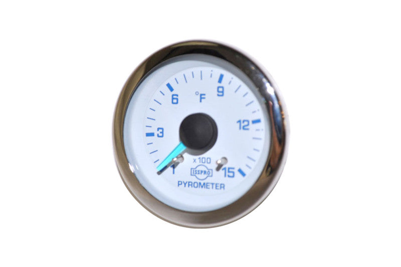 Isspro R3707G EV2 2-1/16 inch 0-1500F Pyrometer - White Face Chrome Bezel | Universal