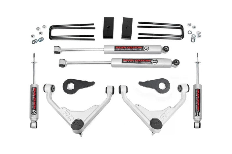 Rough Country 8596N2 3 inch Bolt-On Suspension Lift Kit with Upper Control Arms | 2001-2010 GM Silverado/Sierra 2500HD