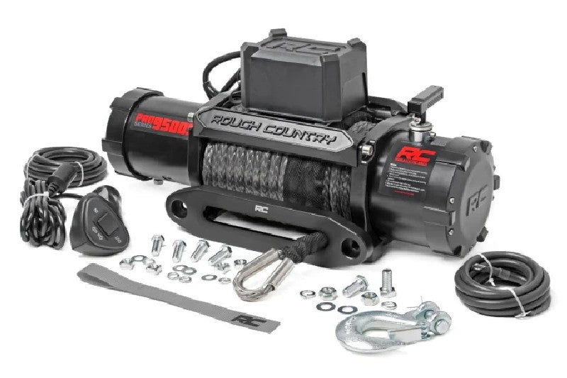 Rough Country PRO9500S 9500lb PRO Series Electric Winch w/ Synthetic Rope | Universal