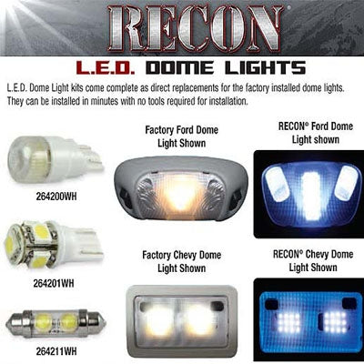 Recon 264161 LED Dome Light Bulb Set | 2000-2006 GM Silverado/Sierra 2500HD/3500HD