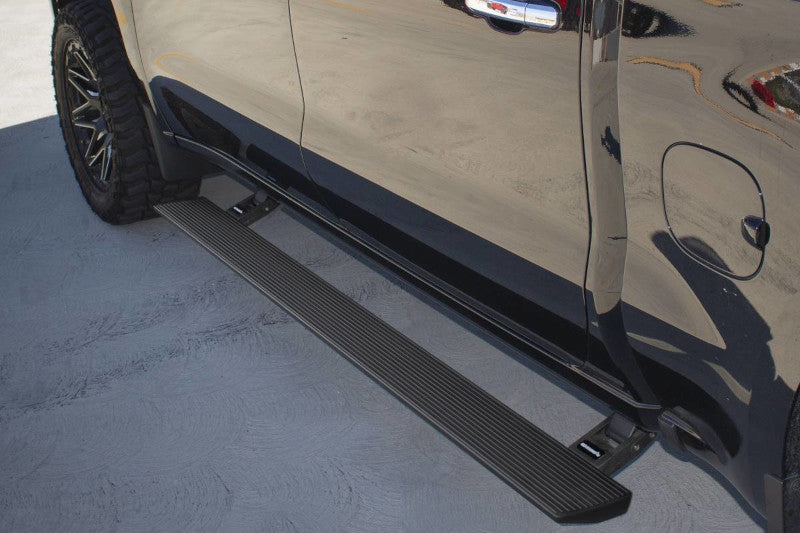 Go Rhino 20404887PC E1 Electric Running Board Kit (Black) | 2020-2023 GM Silverado/Sierra 1500/2500HD/3500HD Crew Cab