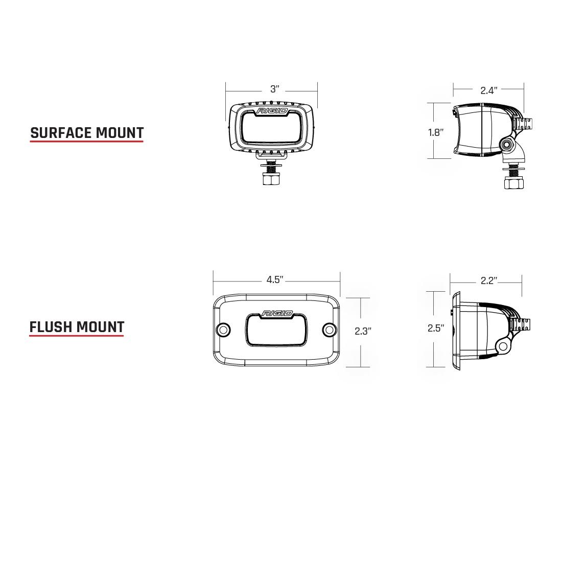 Rigid 922513 SR-M Series PRO Flood Diffused Flush Mount Black Housing Single | Universal