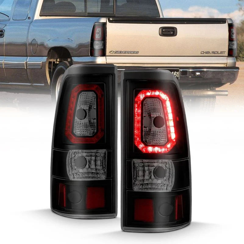 ANZO 311328 Black Smoke Bar Style LED Tail Lights | 2003-2007 GM Chevrolet Silverado 2500HD/3500HD