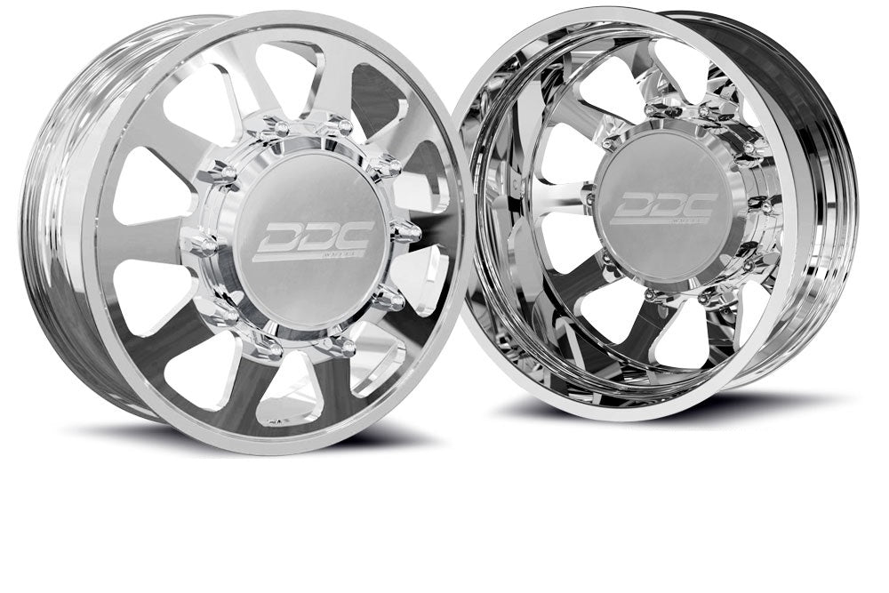 DDC Wheels 22PL-22-210 The Ten Forged Dually 22x8.25 8x210 Polished Wheel Package | 2011-2024 GM Silverado/Sierra 3500HD