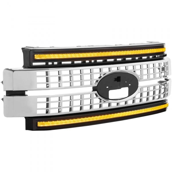 Morimoto XBG08 XBG LED DRL Grill Chrome Finish, Amber DRL | 2017-2019 Ford F250/F350/F450 Super Duty