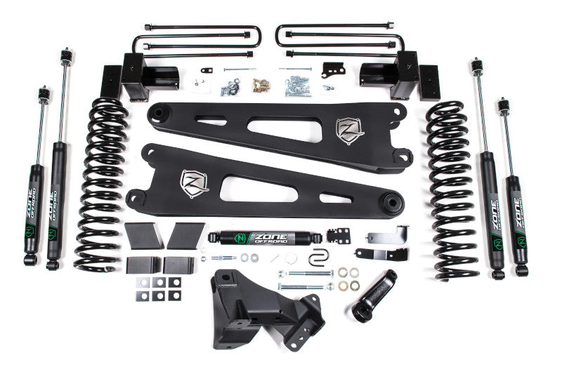 Zone Offroad F105 4 inch Lift Kit with Radius Arm and 2 inch Rear Lift 3-Leaf Block Kit (No Shocks) | 2017-2019 Ford F250/F350