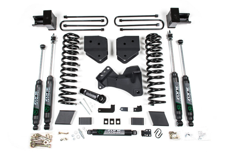 Zone Offroad F48N 4 inch Lift Kit with Block Kit for 2 Leaf Main (Nitro Series Shocks) | 2017-2019 Ford F250/F350 6.7L Powerstroke