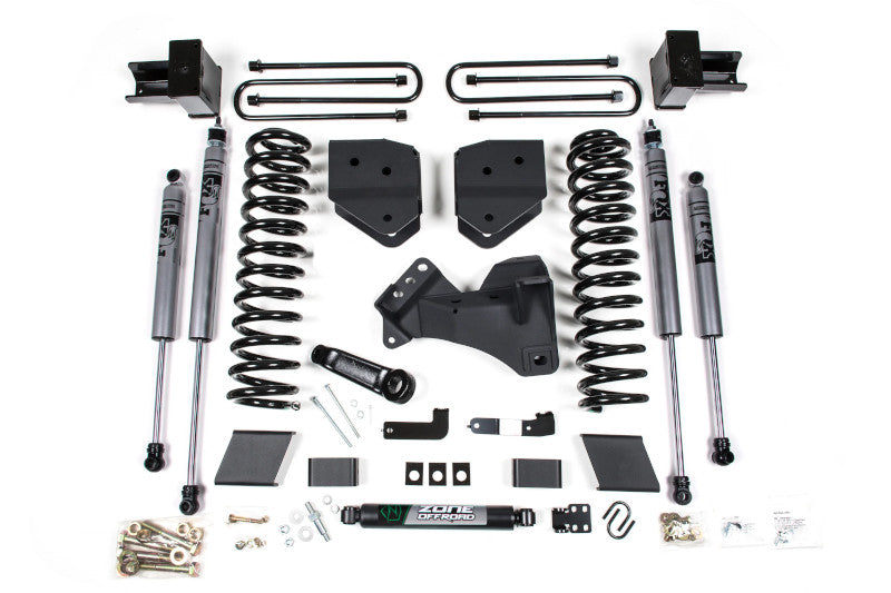 Zone Offroad F49F 4 inch Lift Kit with Block Kit for 2 Leaf-Main (FOX 2.0 Adventure Series Shocks) | 2017-2019 Ford F250/F350 Gas
